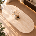 Eettafel Japandi travertin Ovaal 180 cm - Kimberly