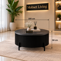 Salontafel Visgraat Zwart Japandi 100 cm - MDF