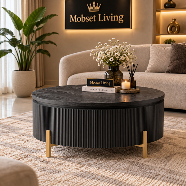 Salontafel Visgraat Zwart Japandi  100 cm