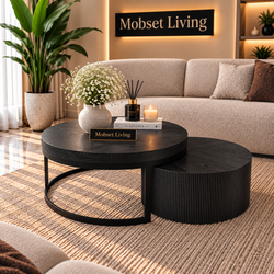 Salontafels Zwart Keramiek Set Van 2 Stuks