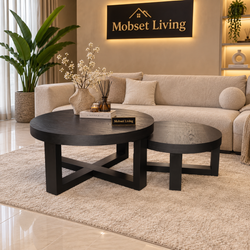 Salontafels Keramiek Rond Zwart 2 stuks - Lina