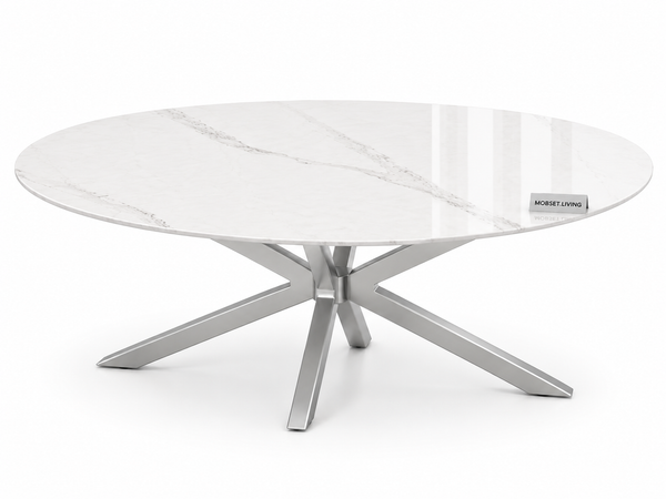 Salontafel ovaal Travertin Poten Zilver