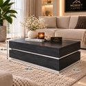 Salontafel Zwart Visgraat Patroon Design - 130 cm