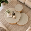Salontafel Set 3-delig Rond Keramiek  Naturel Eiken – Romy