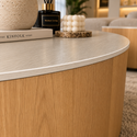 Salontafel Set 3-delig Rond Keramiek  Naturel Eiken – Romy