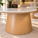 Salontafels Rond Keramiek 3 stuks Naturel Eiken – Romy