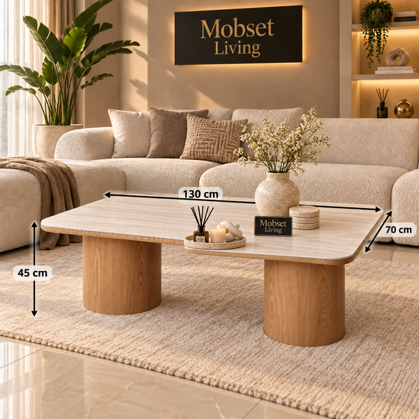 Salontafel Keramiek  Naturel Eiken 130 cm  – Romy