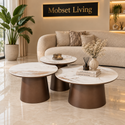 Salontafels Rond Keramiek 3 stuks Bruin – Livia