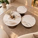 Salontafels Rond Keramiek 3 stuks Bruin – Livia