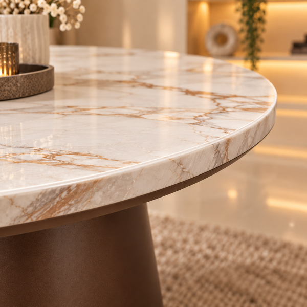 Salontafels Rond Keramiek 3 stuks Bruin – Livia