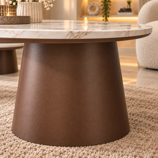Salontafels Rond Keramiek 3 stuks Bruin – Livia