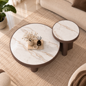 Salontafels Rond Travertin 2 stuks Bruin – Livia