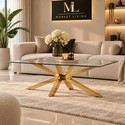 Salontafel Goud Glas Blad 130 cm - Milano