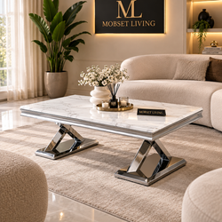 Travertin Salontafel Poten Zilevr 130 cm - Mellina
