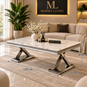 Travertin Salontafel Poten Zilevr 130 cm - Mellina