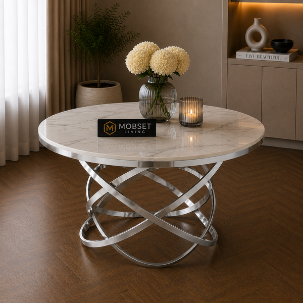 Ronde marmeren eettafel voor moderne interieur