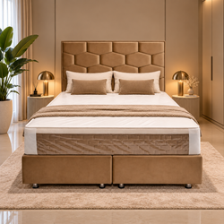 Boxspring Bed met Opbergruimte & Pocketvering Beige – 160 × 200 cm