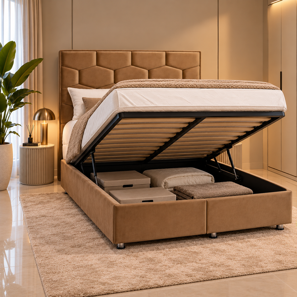Boxspring Bed met Opbergruimte & Pocketvering Beige – 160 × 200 cm