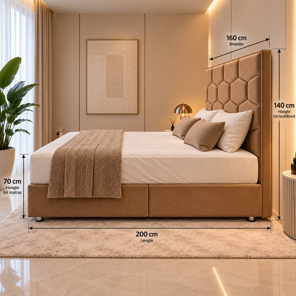 Boxspring Bed met Opbergruimte & Pocketvering Beige – 160 × 200 cm