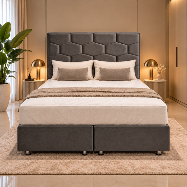 Boxspring Bed met Opbergruimte & Pocketvering Grijs – 160 × 200 cm