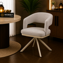 Japandi Eetkamerstoel Creme Draaibaar poten Beige  Eveline