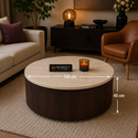 Salontafels Japandi travertin rond bruin 100cm - Kimberly
