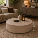 Japandi Salontafel Rond Beige Travertin 100 cm