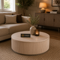 Japandi Salontafel Rond Beige Travertin 100 cm