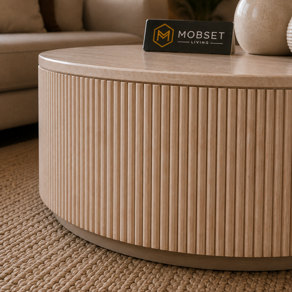 Japandi Salontafel Rond Beige Travertin 100 cm