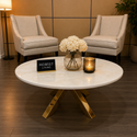 Travertin Salontafel Rond X Poten Goud - Elena
