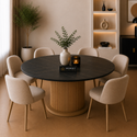 Keramiek Ronde Eettafel 130 cm – Zwart Blad