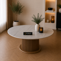 Keramiek Rond Eettafel 130 cm – Wit Blad