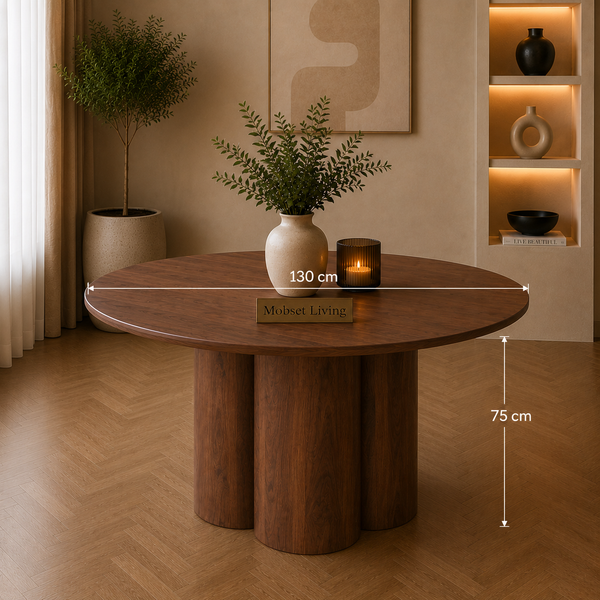 Ronde Mango Houten Eettafel 130 cm – Massief Mangohout