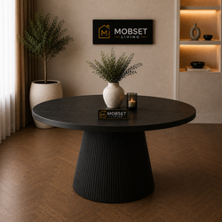 Eettafel Rond Zwart MDF Blad 130cm