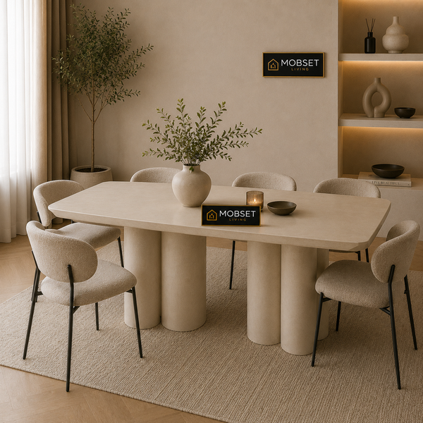 Langwerpige Mango Houten Eettafel 200x100 cm Crème – Massief Mangohout
