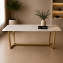 Langwerpige Eettafel Goud Poten Witte blad 180x90cm