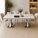 Travertin Eettafel X poten Witte Tafelblad 180x90cm
