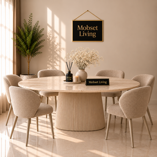 Eettafel Japandi travertin Ovaal 180 cm - Kimberly