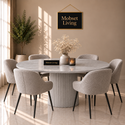 Eettafel Japandi Grijs MDF Ovaal 220 cm - Kimberly