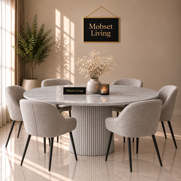 Eettafel Japandi Grijs MDF Ovaal 220 cm - Kimberly