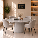 Eettafel Japandi Grijs MDF Rond 120cm - Kimberly