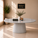 Eettafel Japandi Grijs MDF Ovaal 220 cm - Kimberly