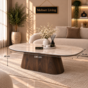 Salontafel Bruin Keramiek Blad Ovaal 130 cm - Alessia