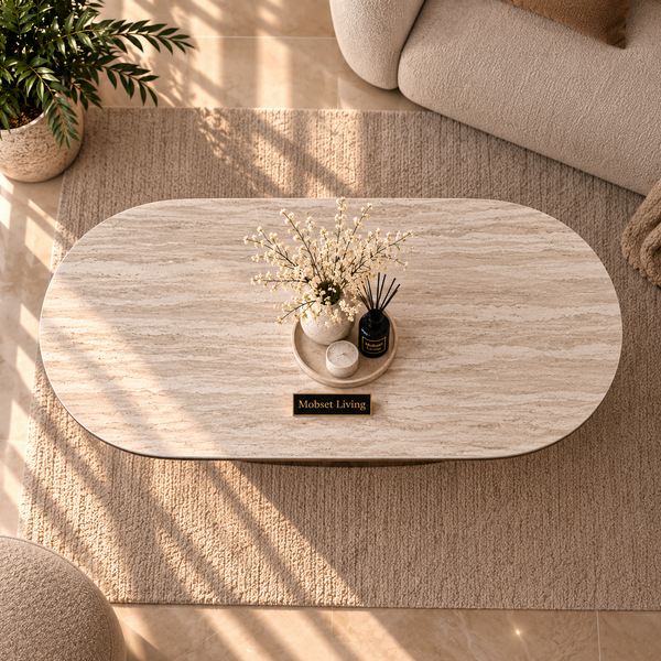 Salontafel Bruin Keramiek Blad Ovaal 130 cm - Alessia