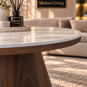 Salontafel Bruin Keramiek Blad Ovaal 130 cm - Alessia