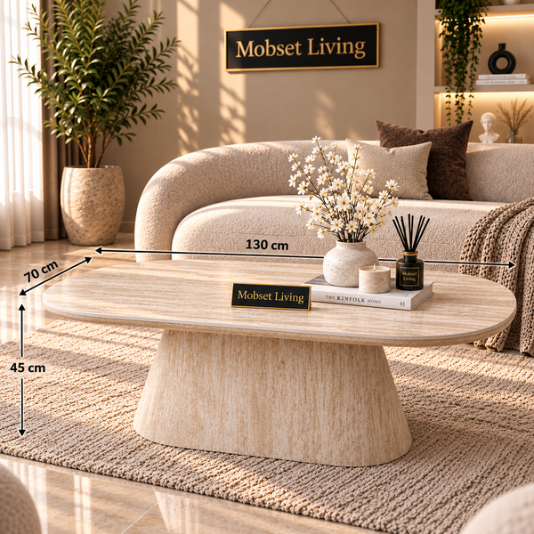 Salontafel Beige Keramiek Blad Ovaal 130 cm - Floor