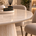 Eettafel Beige Keramiek Blad Ovaal 180 cm - Floor