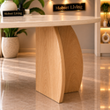 Eettafel Travertin Blad Poten Hout 160x90cm