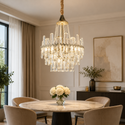 Luxe hanglamp rond  met Transparante en Zware Kristalstenen