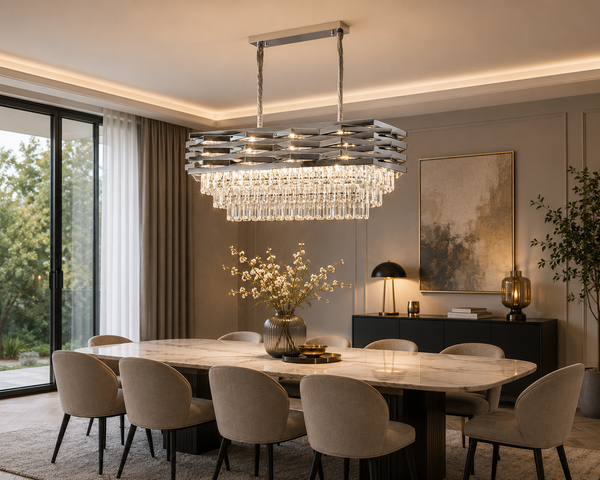 Moderne Eettafel Hanglamp Kroonluchter Zilver